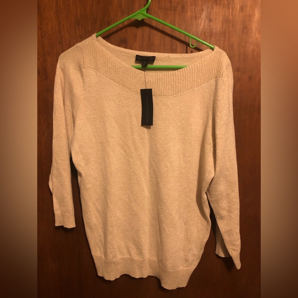 Worthington Sweater Gold Ore Lurex Size Large